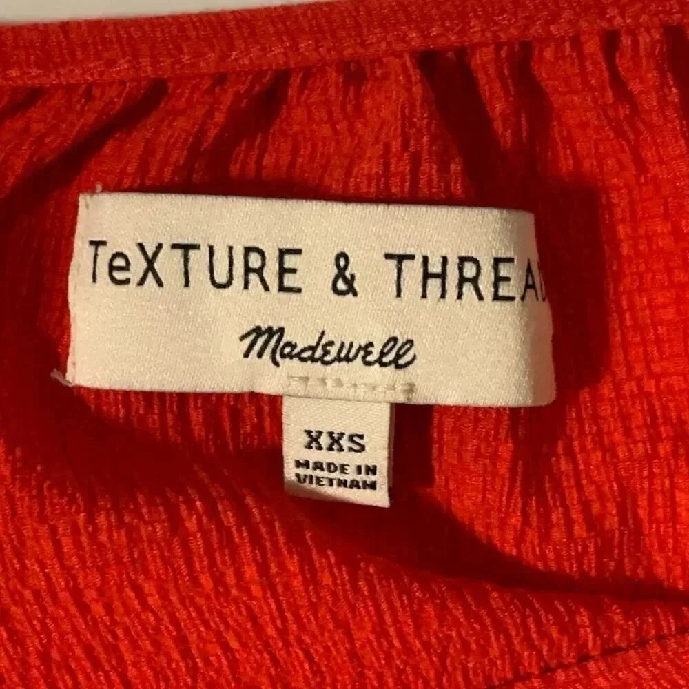 Madewell‎ Texture & Thread Women's Peasant L2939 Top Puff Sleeve Shirt Size XXS